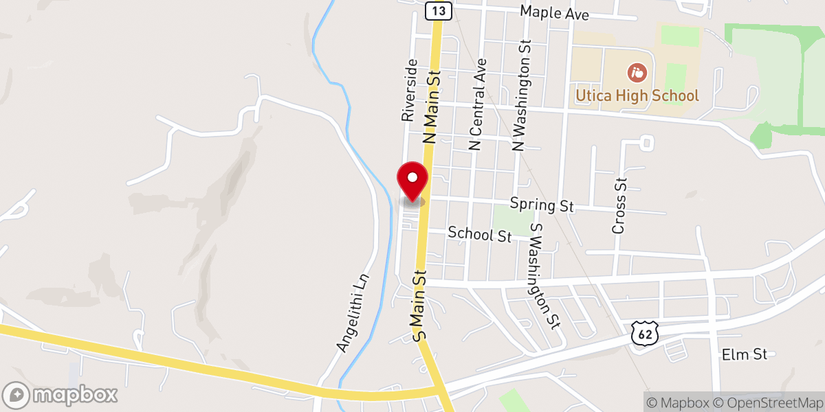 Map showing location of Utica Presbyterian Church