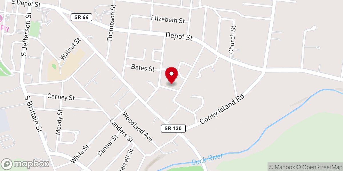 Map showing location of Eastview Baptist Church