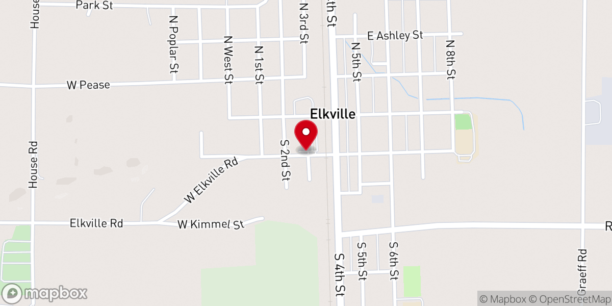 Map showing location of Elkville Christian Church