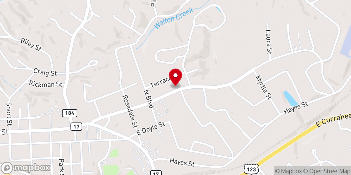 Map showing location of St. Matthias Episcopal Church