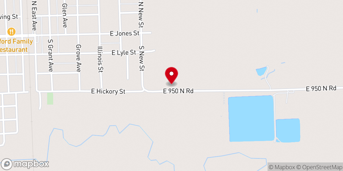 Map showing location of Milford Christian Church