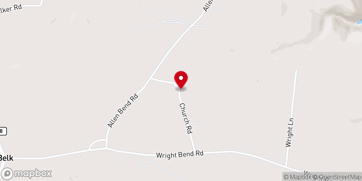 Map showing location of New Union Baptist Church