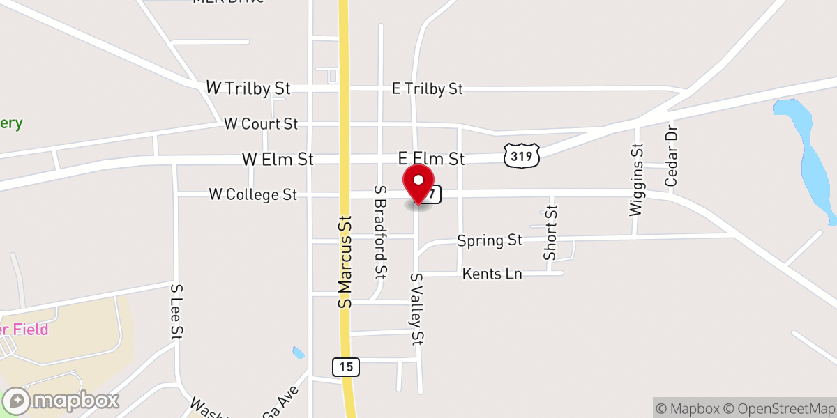 Map showing location of Browns Memorial Baptist Church