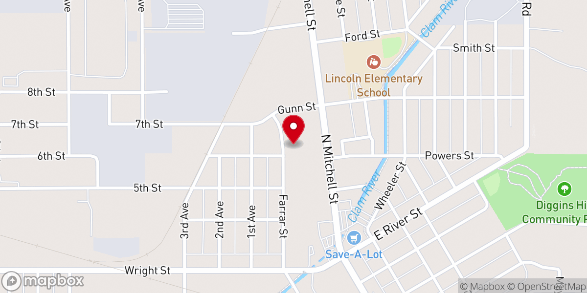 Map showing location of Harvest Worship Center