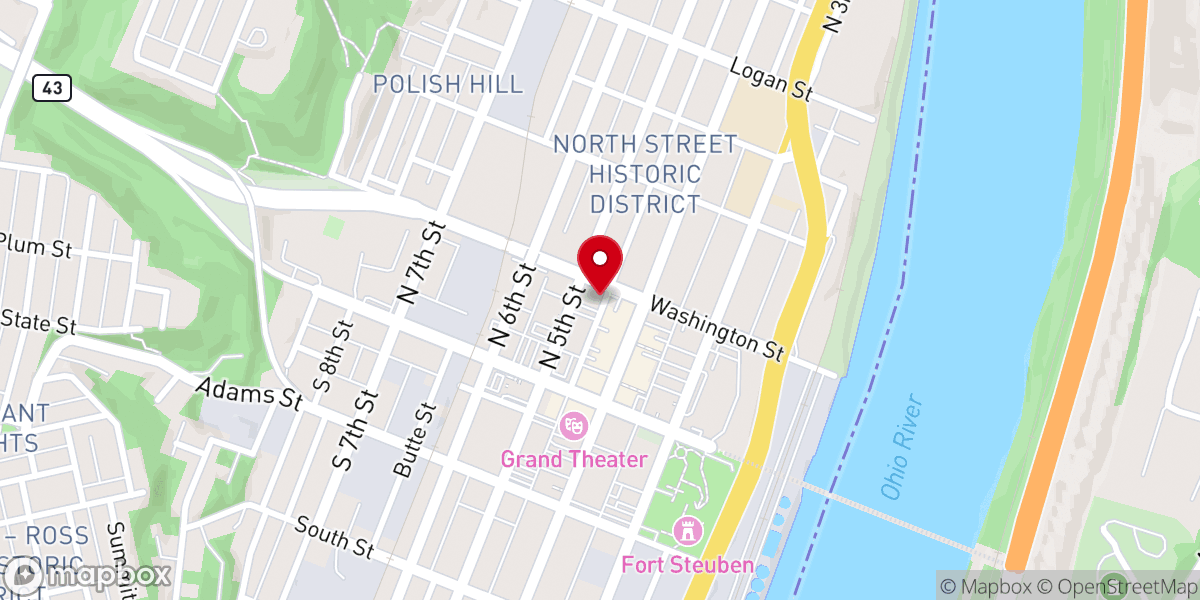Map showing location of Diocese of Steubenville Pastoral Center