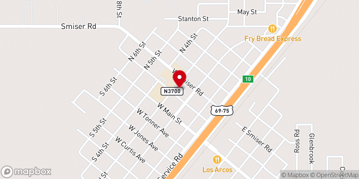 Map showing location of Calera First Baptist Church