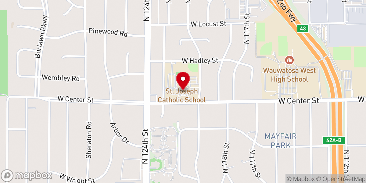 Map showing location of St. Joseph Catholic Church