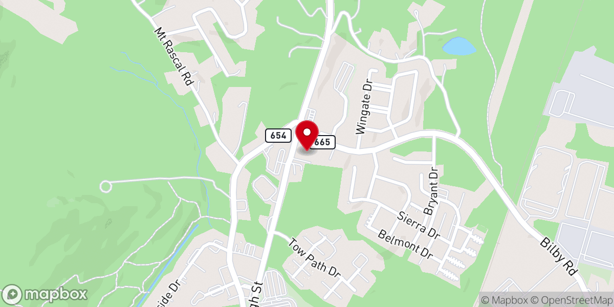Map showing location of Hackettstown Baptist Church