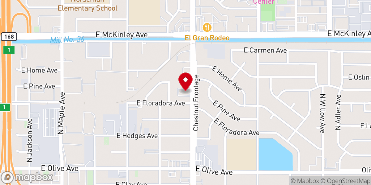 Map showing location of Remnant Church Fresno