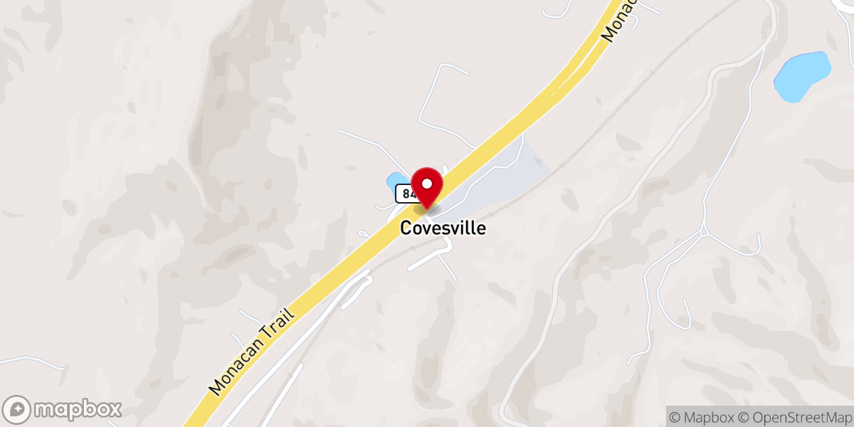 Map showing location of Covesville