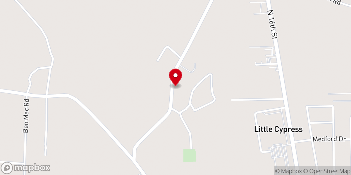 Map showing location of Little Cypress Baptist Church
