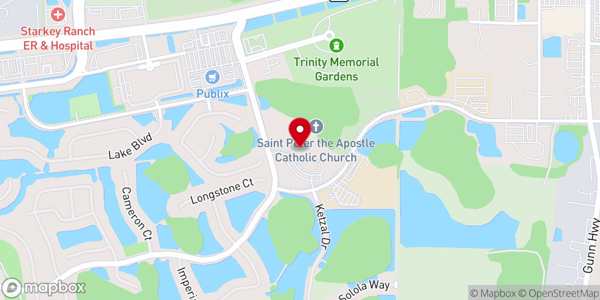 Map showing location of St Peter the Apostle Catholic Church