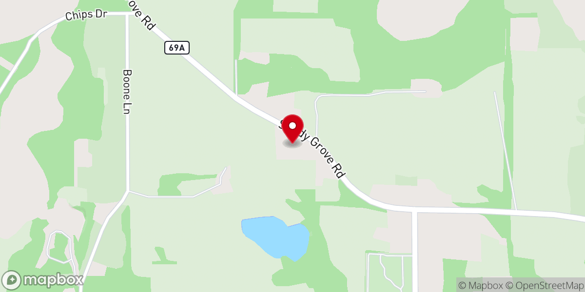 Map showing location of Shady Grove Pentecostal Holiness Church