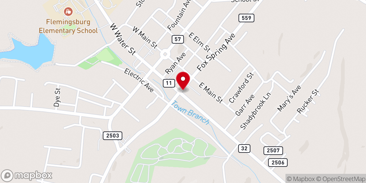 Map showing location of Flemingsburg Christian Church