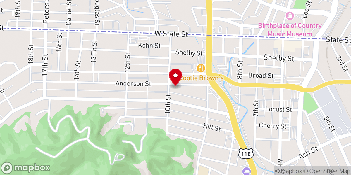 Map showing location of Anderson Street United Methodist Church