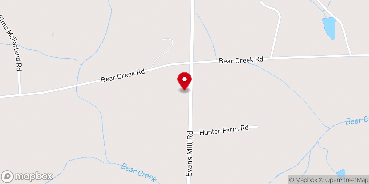 Map showing location of Pineview Baptist Church