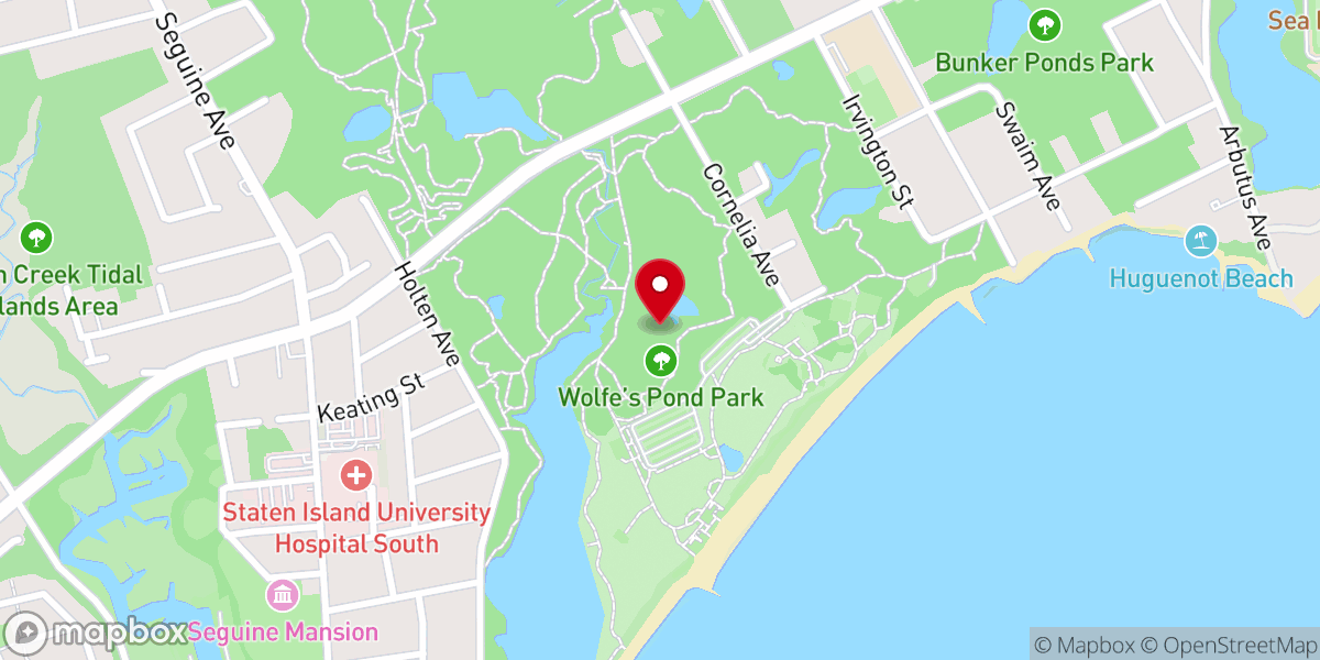 Map showing location of Wolfe's Pond Park