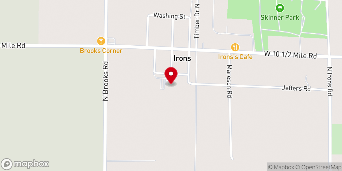 Map showing location of Irons Union Church