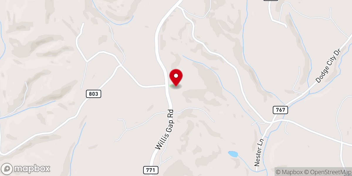 Map showing location of Mountain View Primitive Baptist Church