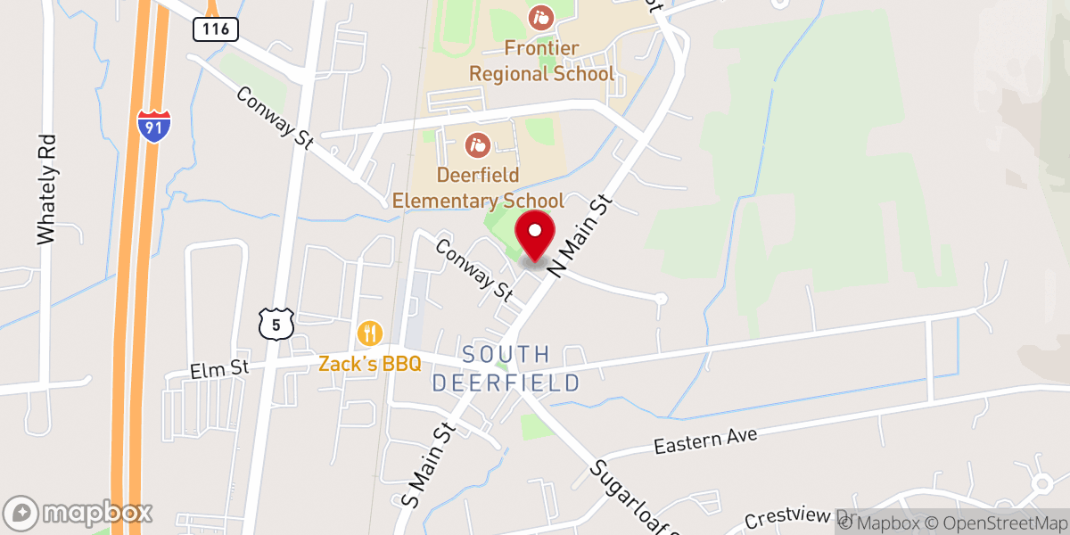 Map showing location of South Deerfield Meeting House