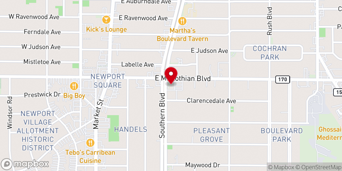 Map showing location of Pleasant Grove Presbyterian Church