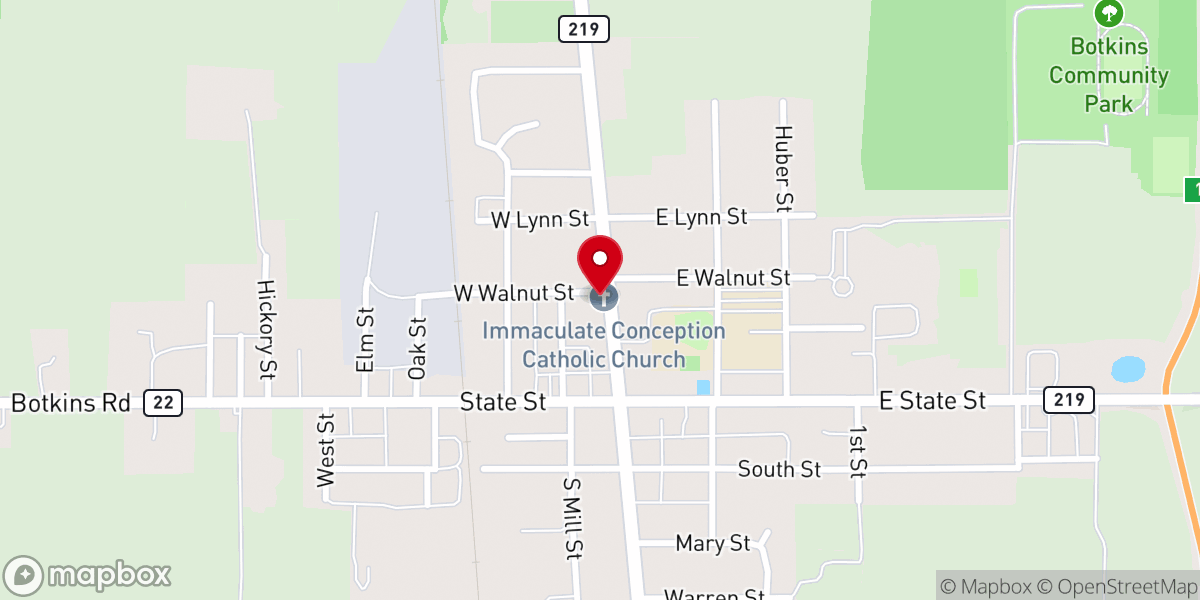 Map showing location of Immaculate Conception Catholic Church