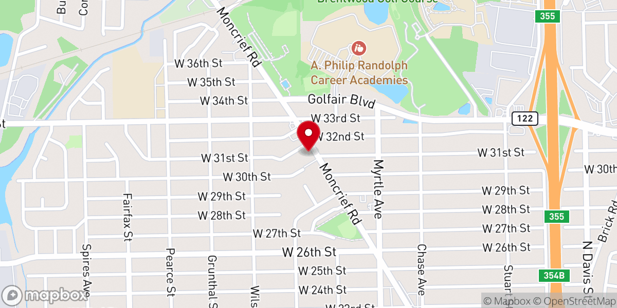 Map showing location of Harmony Missionary Baptist Church