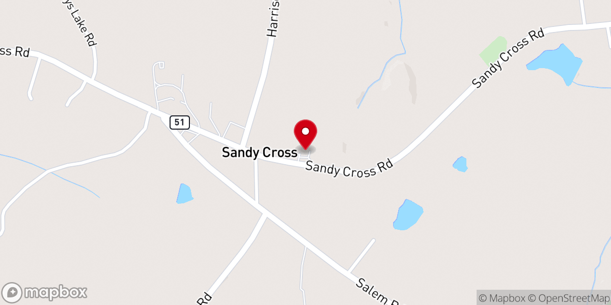 Map showing location of Pennington Chapel