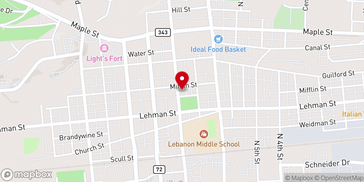 Map showing location of St. Mark's United Church of Christ