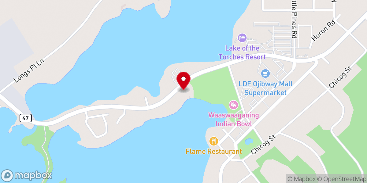 Map showing location of Community Presbyterian Church of Lac du Flambeau