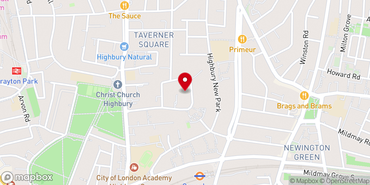 Map showing location of St Saviour’s Church, Highbury