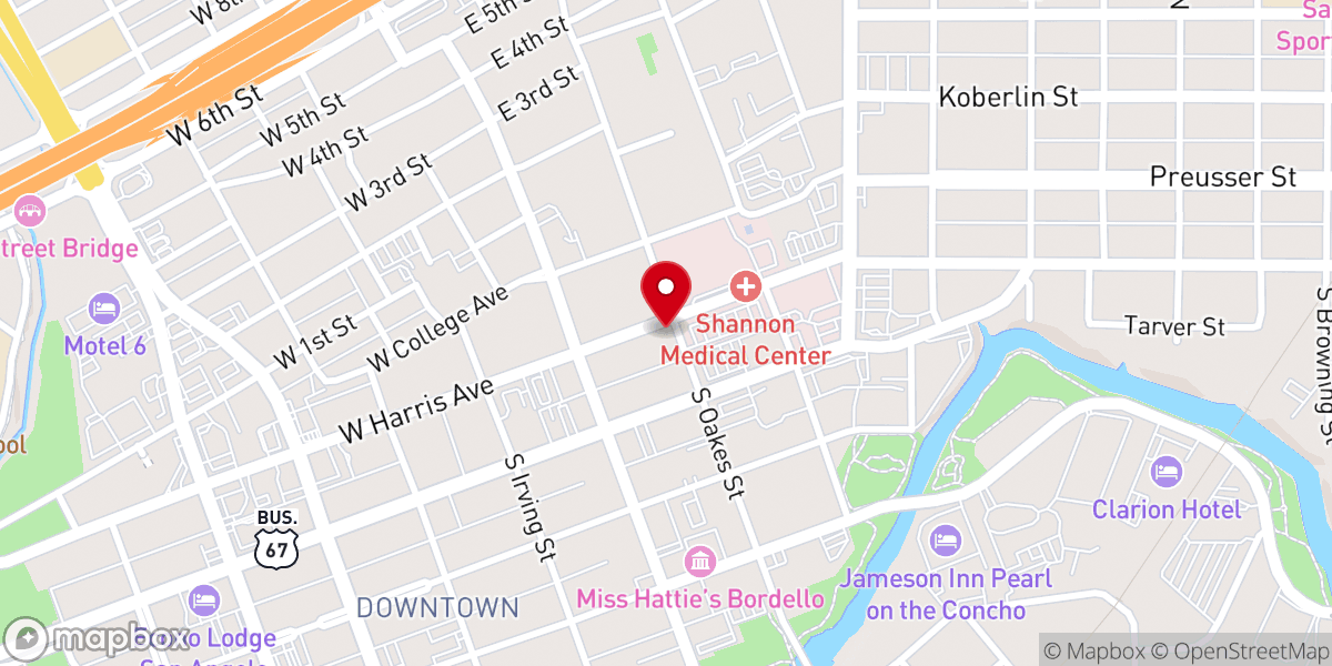 Map showing location of First Baptist Church