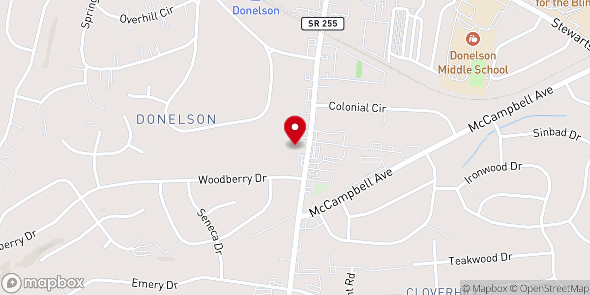 Map showing location of Donelson Church of the Nazarene