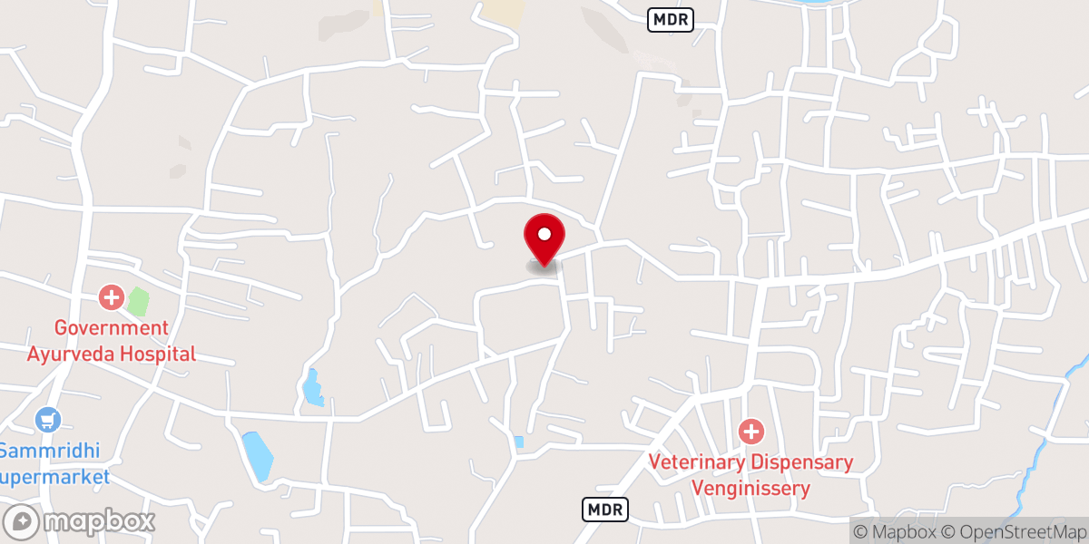 Map showing location of St. Mary's Church, Venginissery