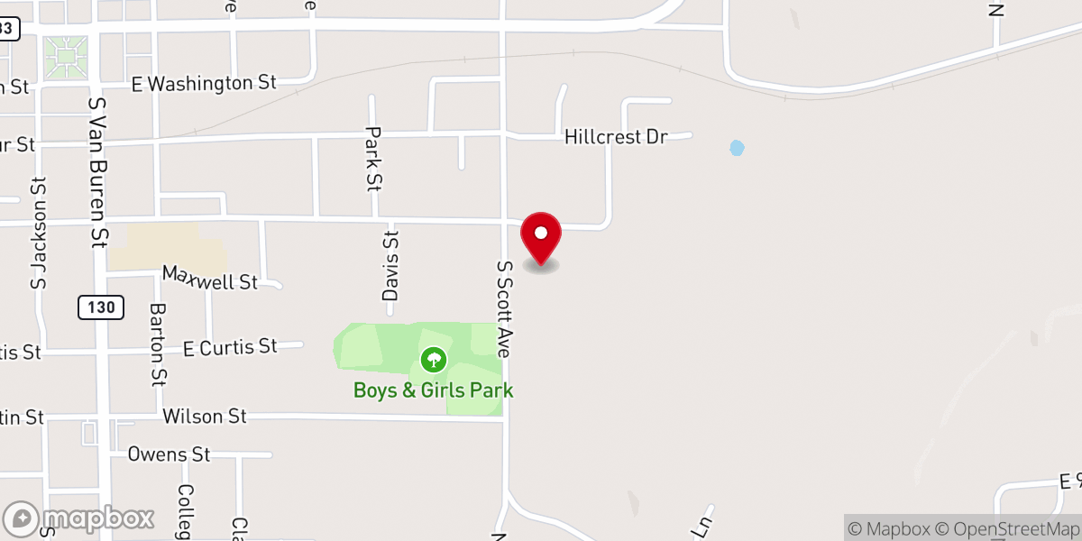 Map showing location of Scott Avenue Christian Church