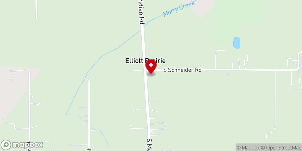 Map showing location of Elliott Prairie Community Church