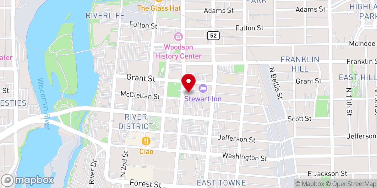 Map showing location of Saint Stephan Lutheran Church
