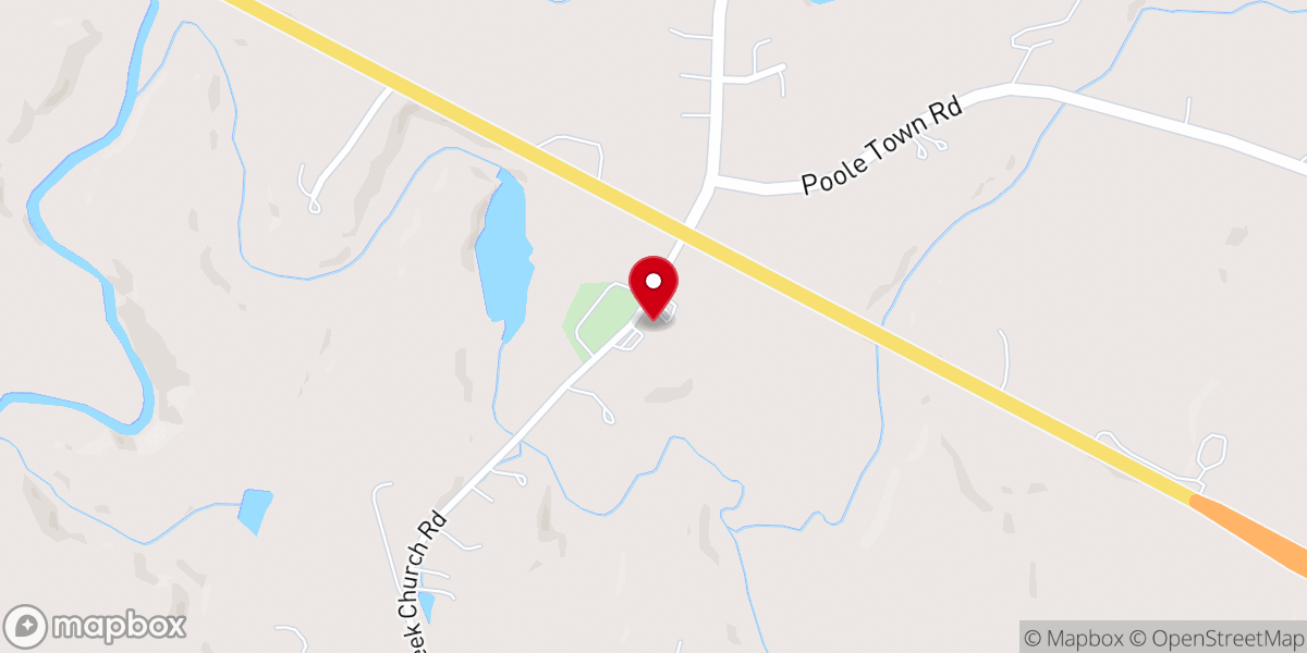 Map showing location of Back Creek Church