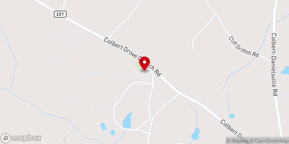 Map showing location of Colbert Grove Baptist Church