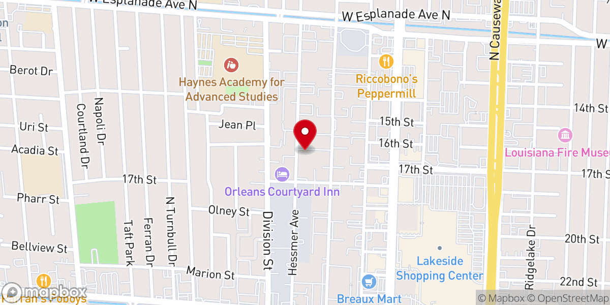 Map showing location of New Covenant Church of New Orleans