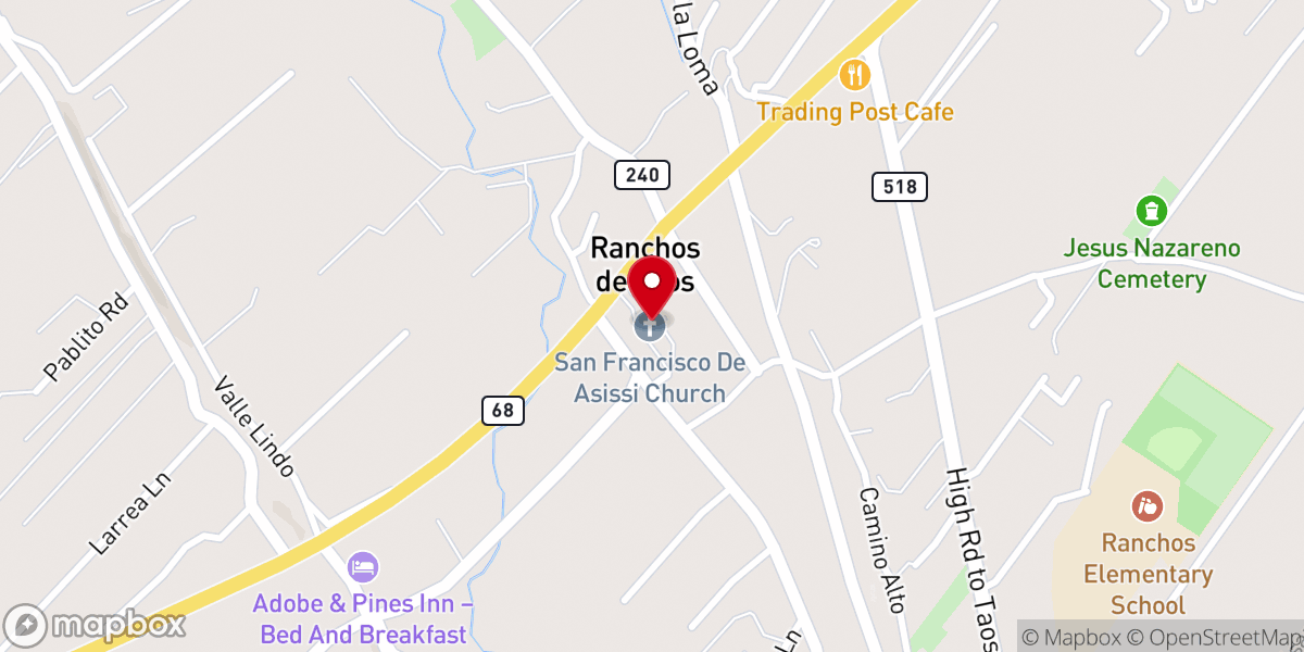 Map showing location of San Francisco de Asís Catholic Mission Church