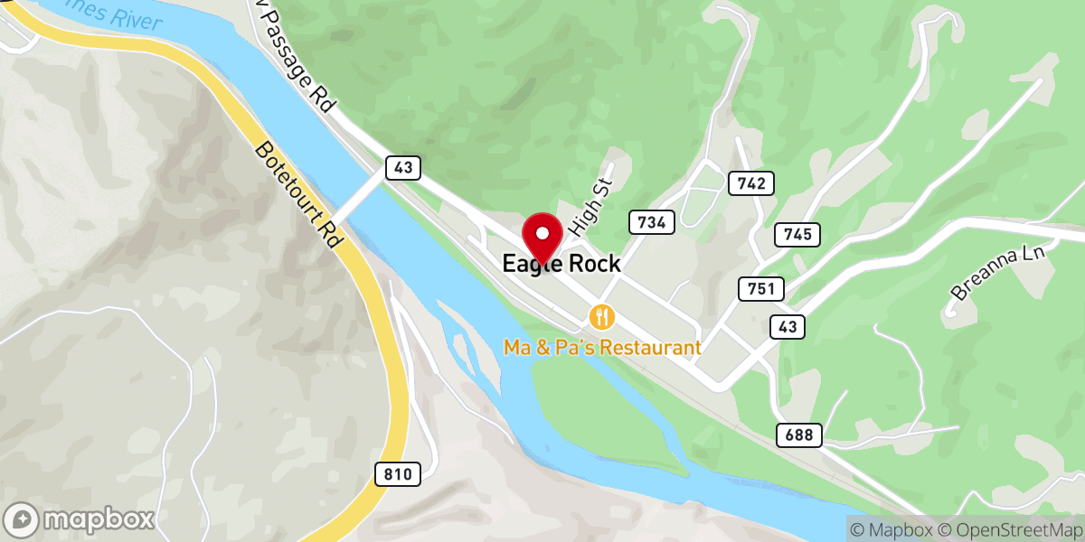 Map showing location of Eagle Rock Chapel