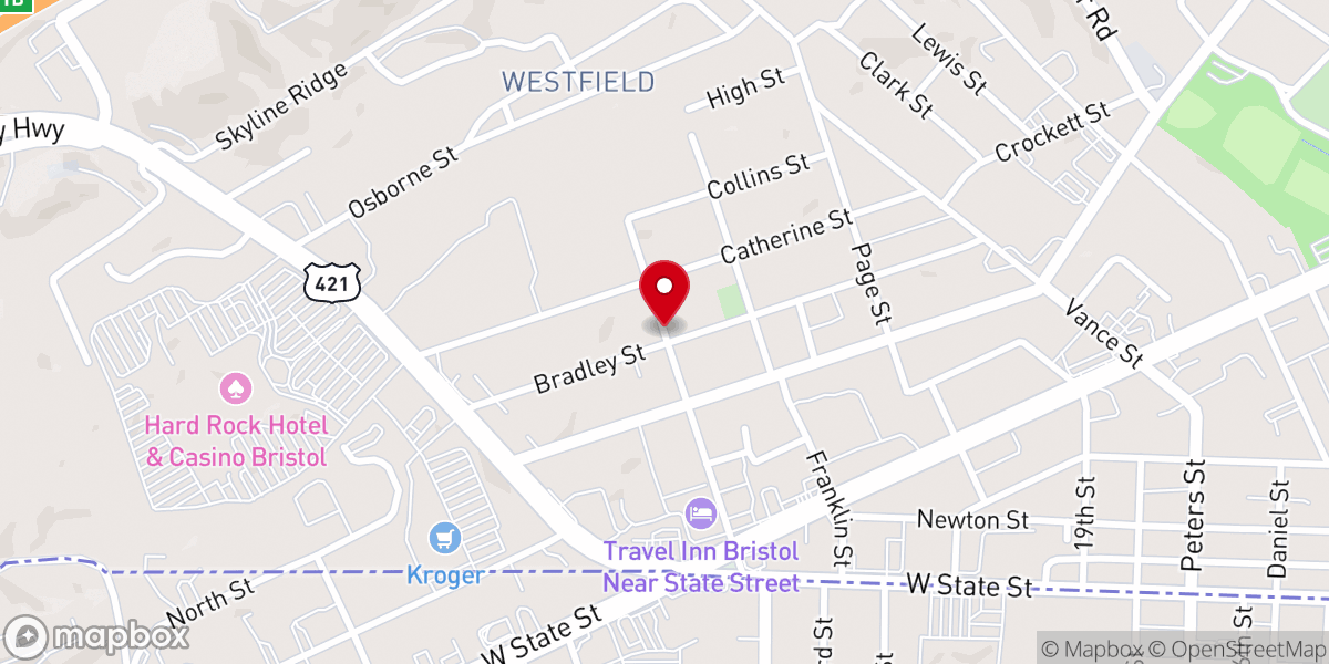 Map showing location of Bradley Street Methodist Church