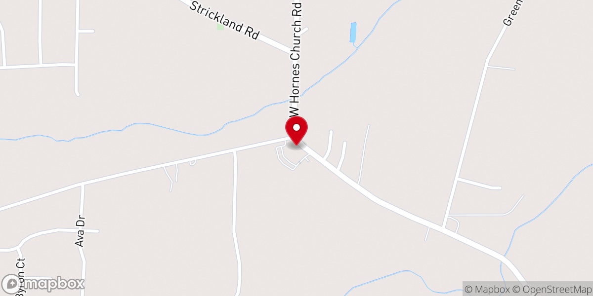 Map showing location of White Oak Hill Free Will Baptist Church