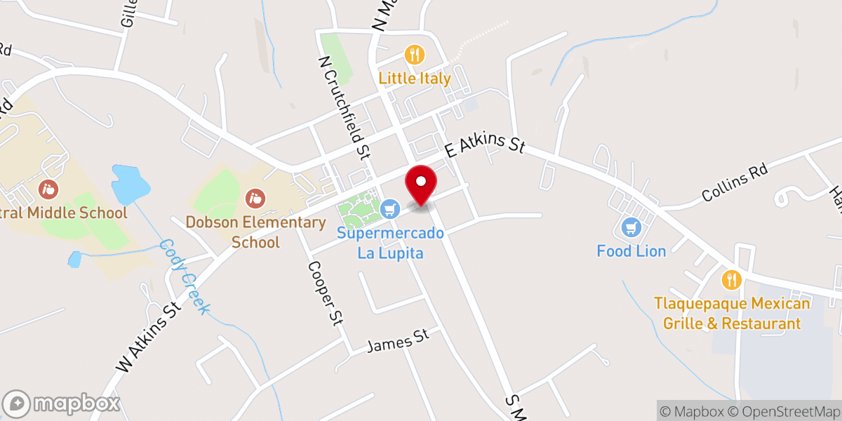 Map showing location of Dobson United Methodist Church