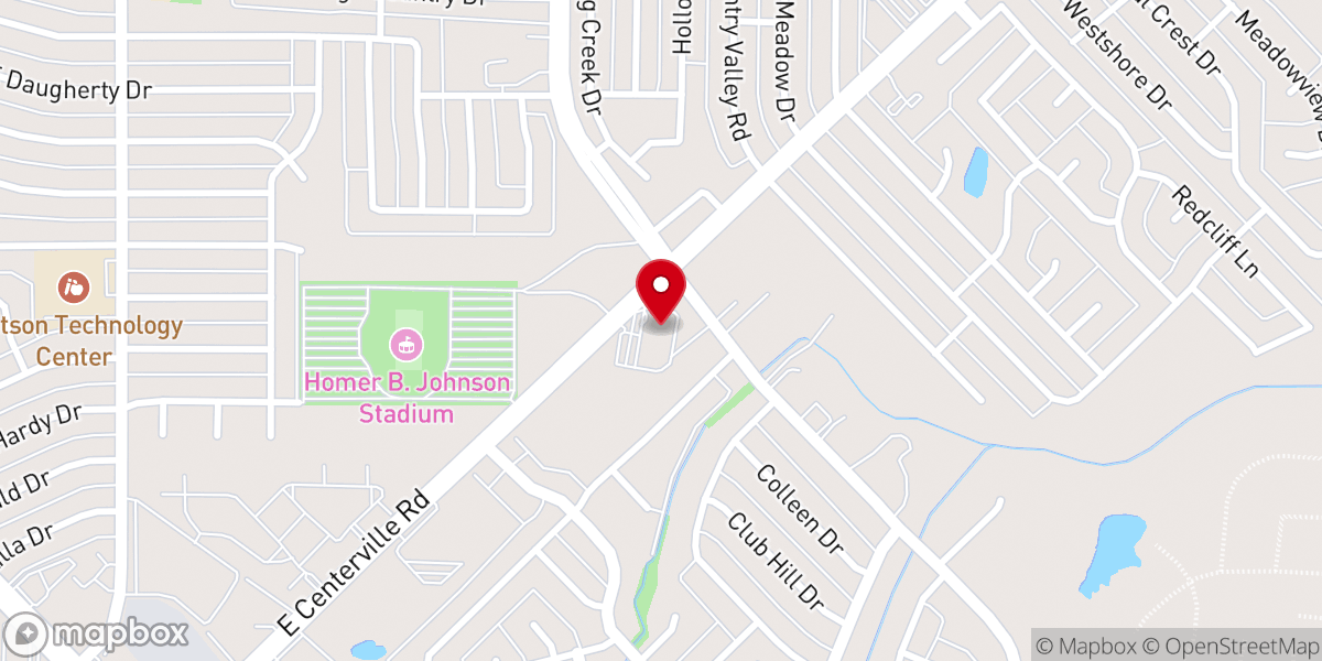 Map showing location of South Garland Baptist Church