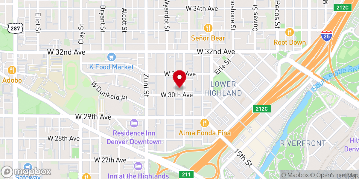 Map showing location of Trinity Church Denver