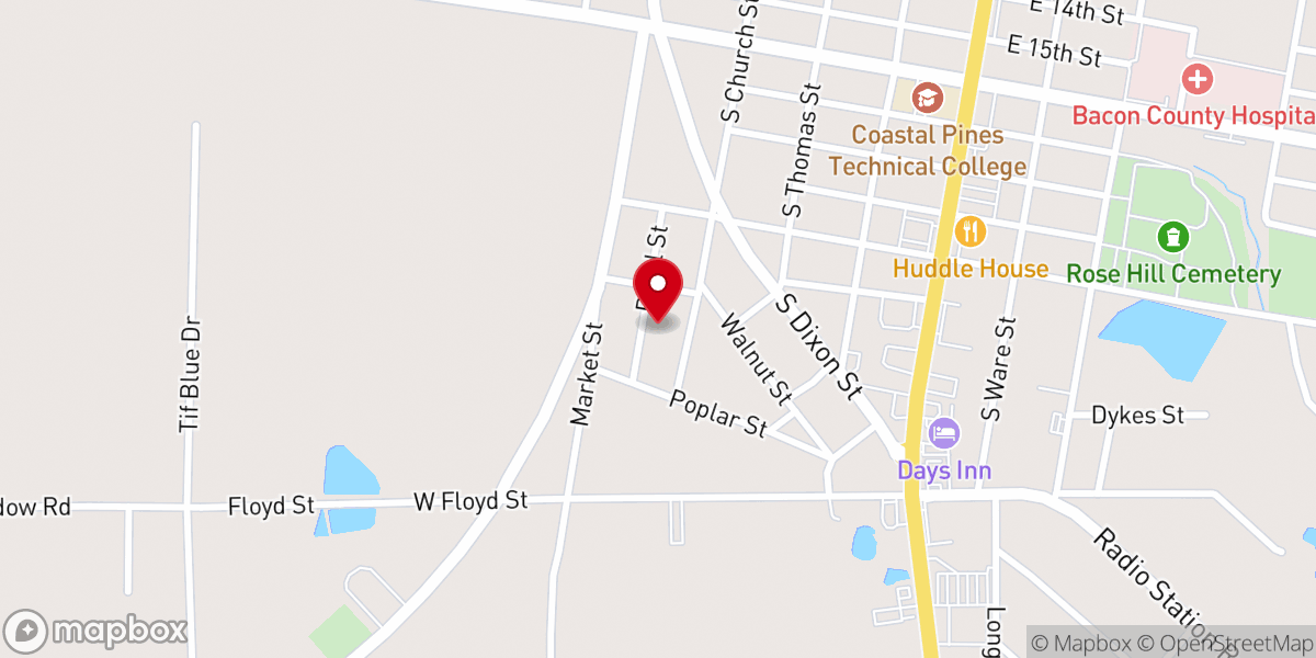 Map showing location of The Rock Family Worship Center