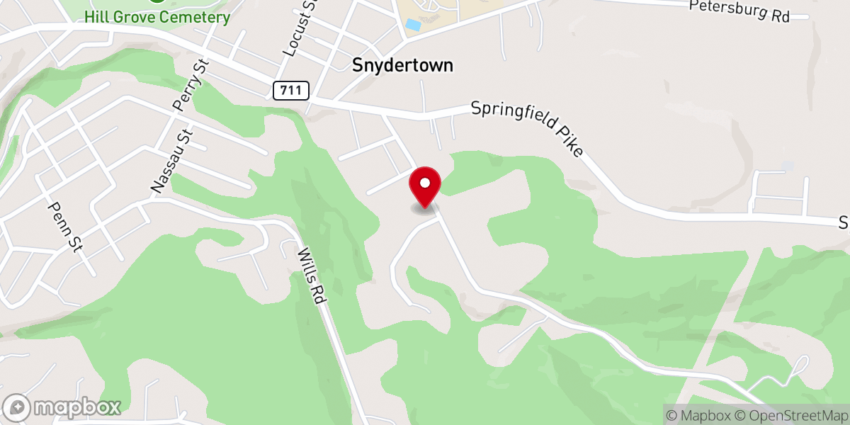 Map showing location of Connellsville Church of Christ