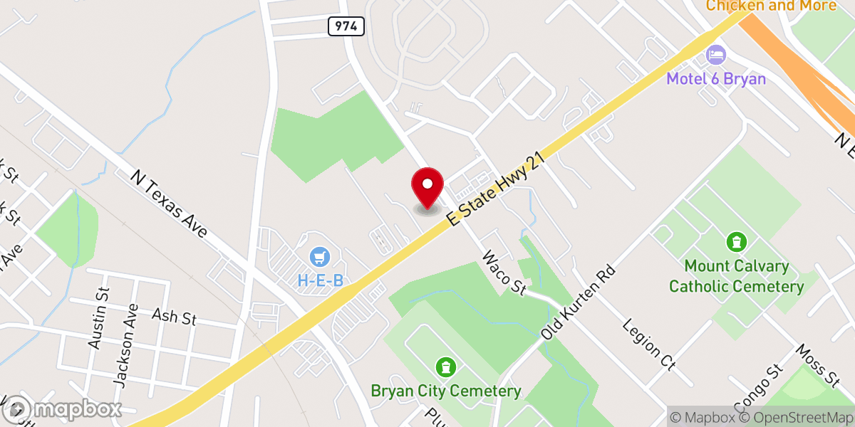 Map showing location of First Pentecostal Church of Bryan